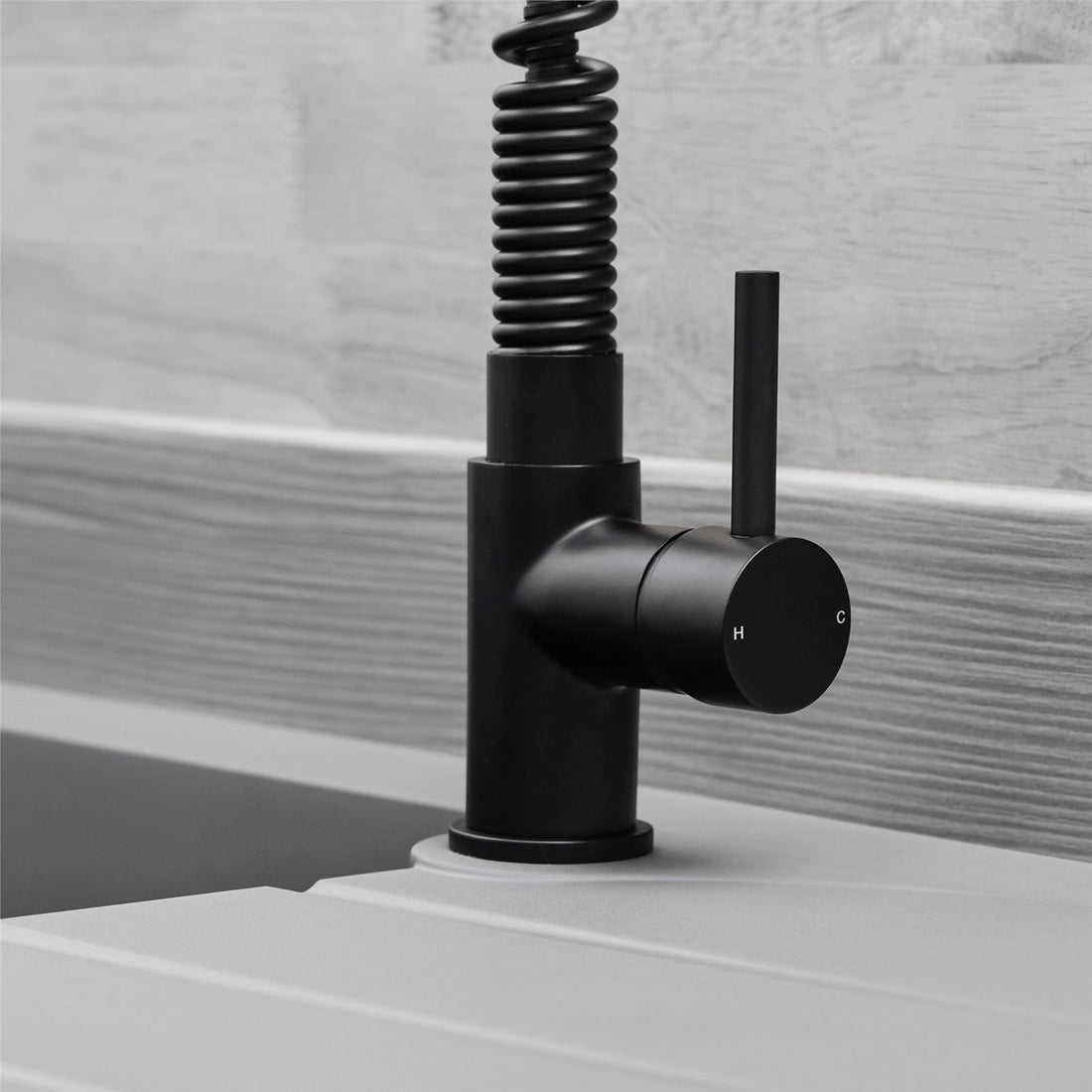 Liquida W07BL 360 Degree Swivel Spout Dual Handle Traditional Black Kitchen Tap