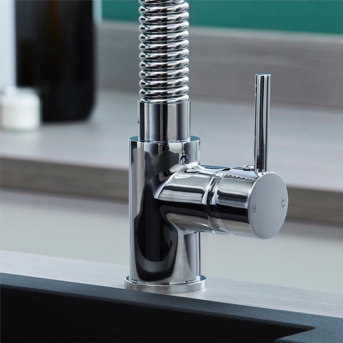 Liquida W07CH 360 Degree Swivel Spout Dual Handle Traditional Chrome Kitchen Tap