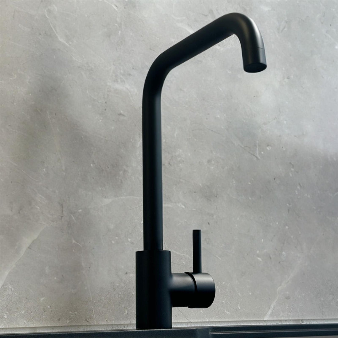 Liquida W10BL D-Shape Swivel Spout Monobloc Single Lever Black Kitchen Mixer Tap