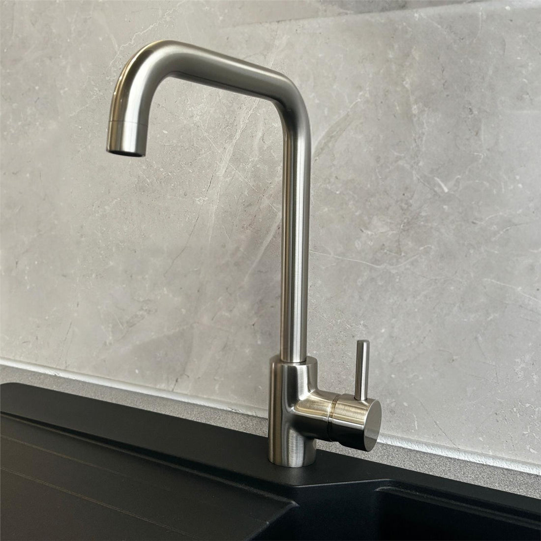 Liquida W10BN D-Shape Monobloc Single Lever Brushed Nickel Kitchen Mixer Tap