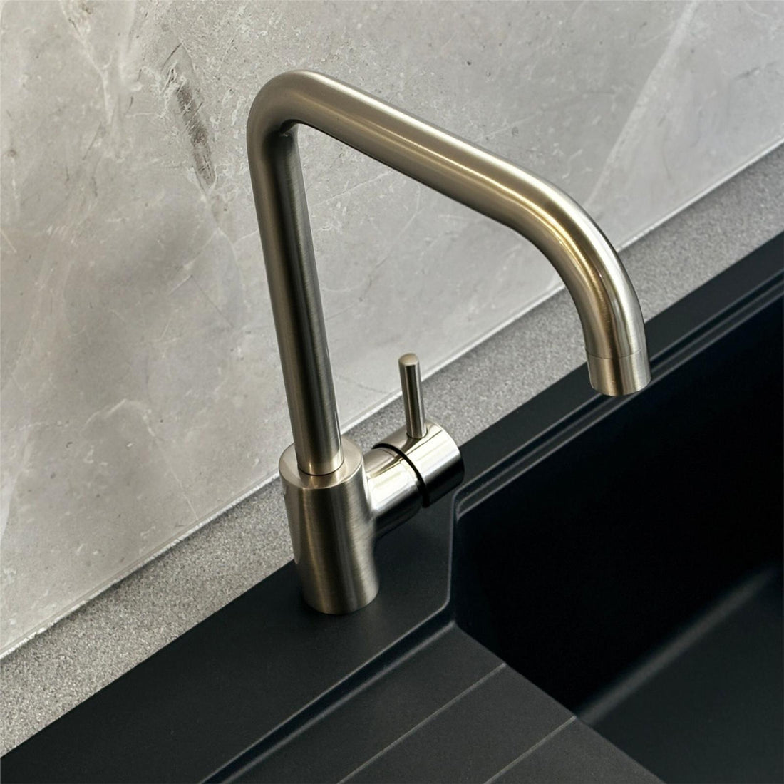 Liquida W10BN D-Shape Monobloc Single Lever Brushed Nickel Kitchen Mixer Tap