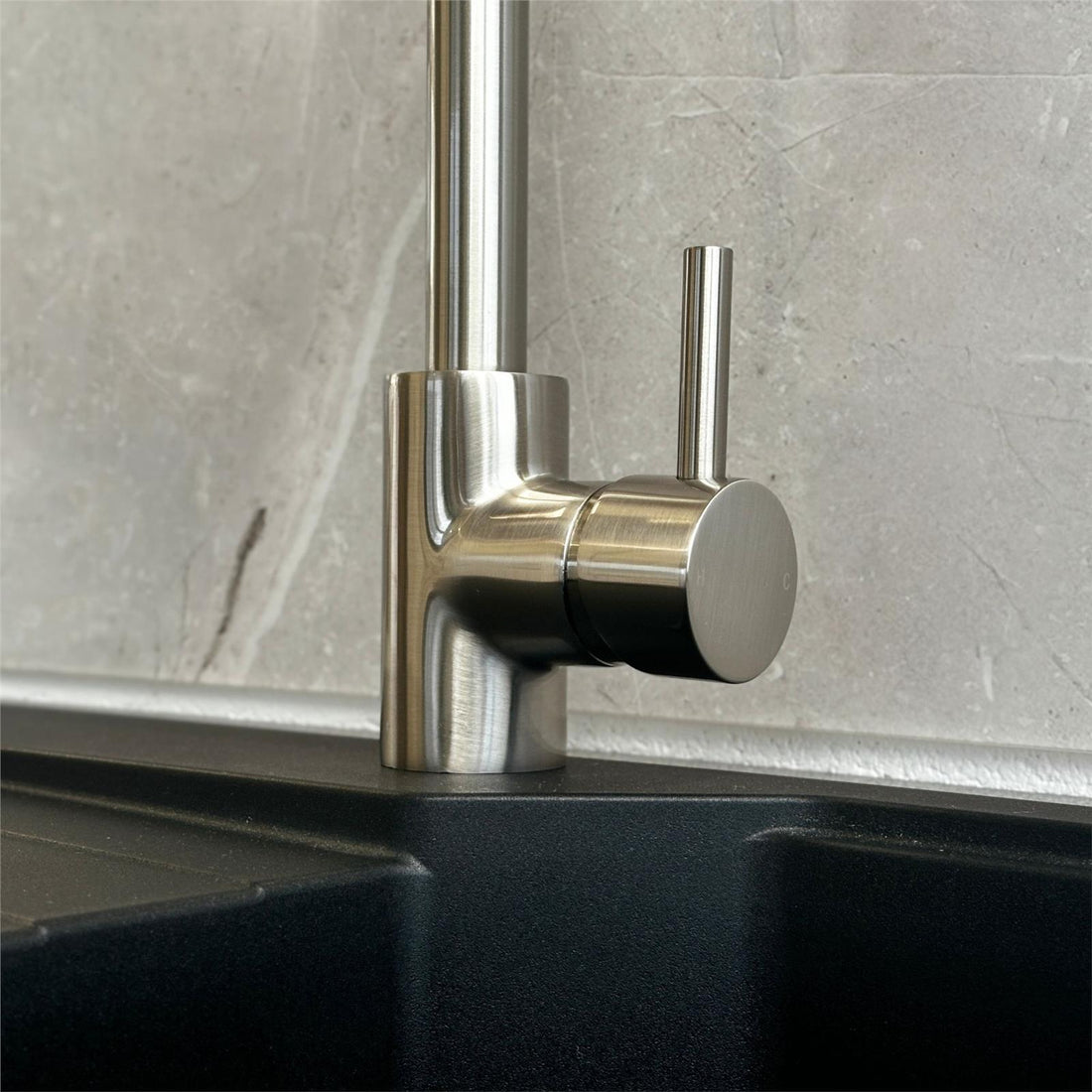 Liquida W10BN D-Shape Monobloc Single Lever Brushed Nickel Kitchen Mixer Tap