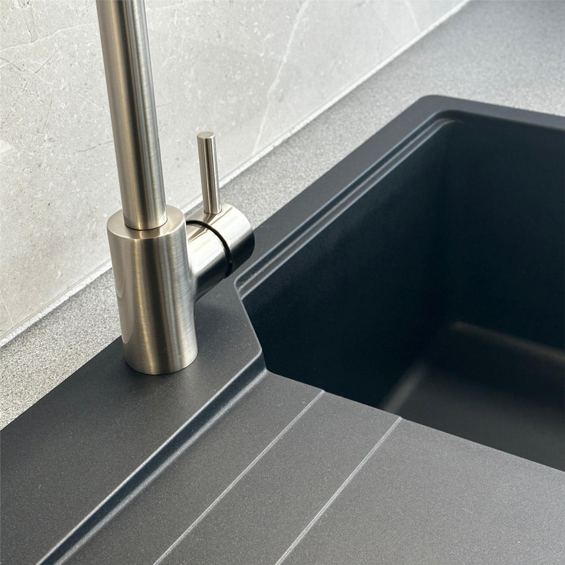 Liquida W10BN D-Shape Monobloc Single Lever Brushed Nickel Kitchen Mixer Tap