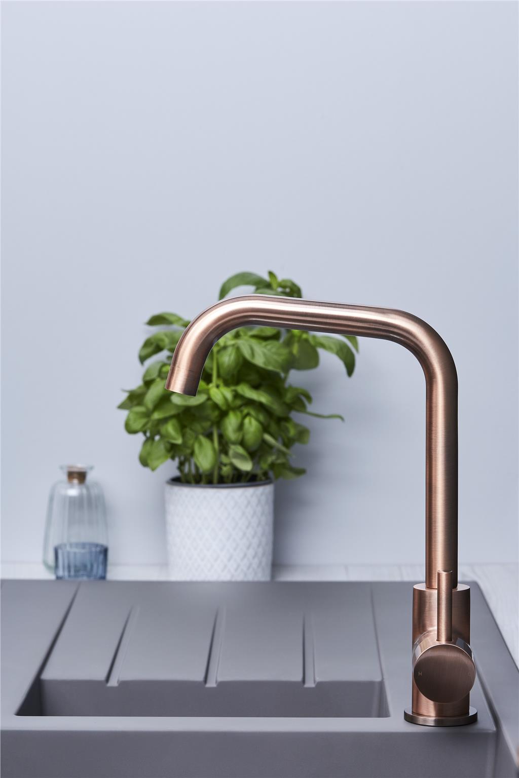 Liquida W10CP D-Shape Swivel Spout Single Lever Copper Kitchen Mixer Tap