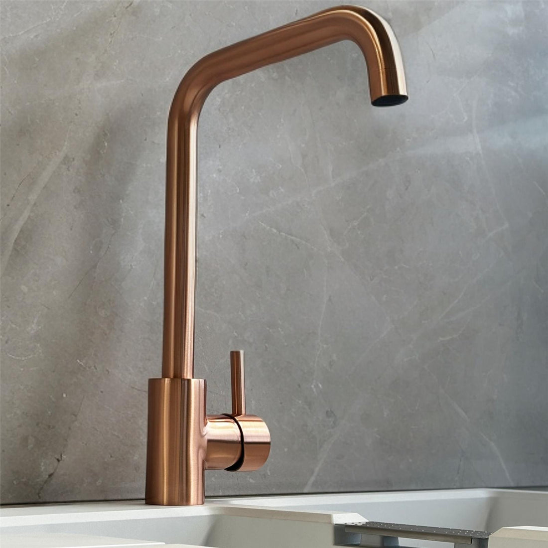 Liquida W10CP D-Shape Swivel Spout Single Lever Copper Kitchen Mixer Tap