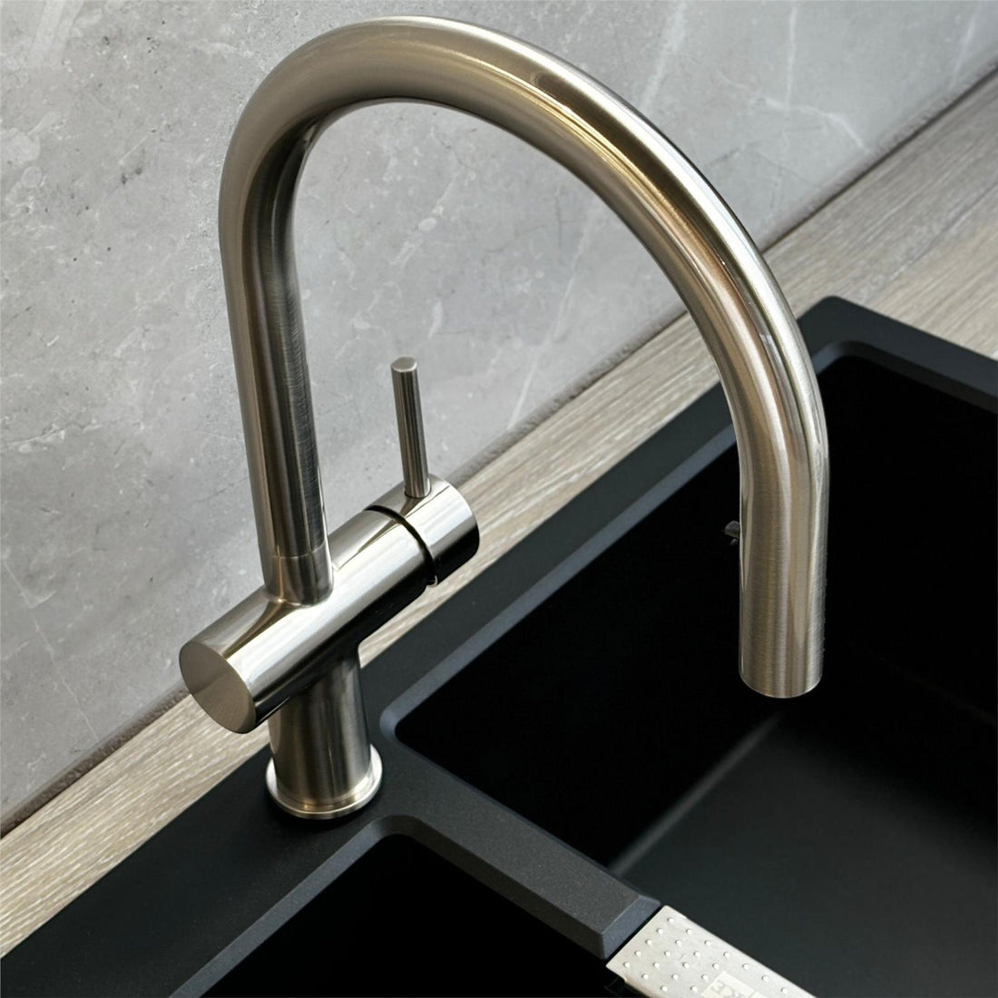 Liquida W19BN Single Lever Pull Out Head Brushed Nickel Kitchen Mixer Tap