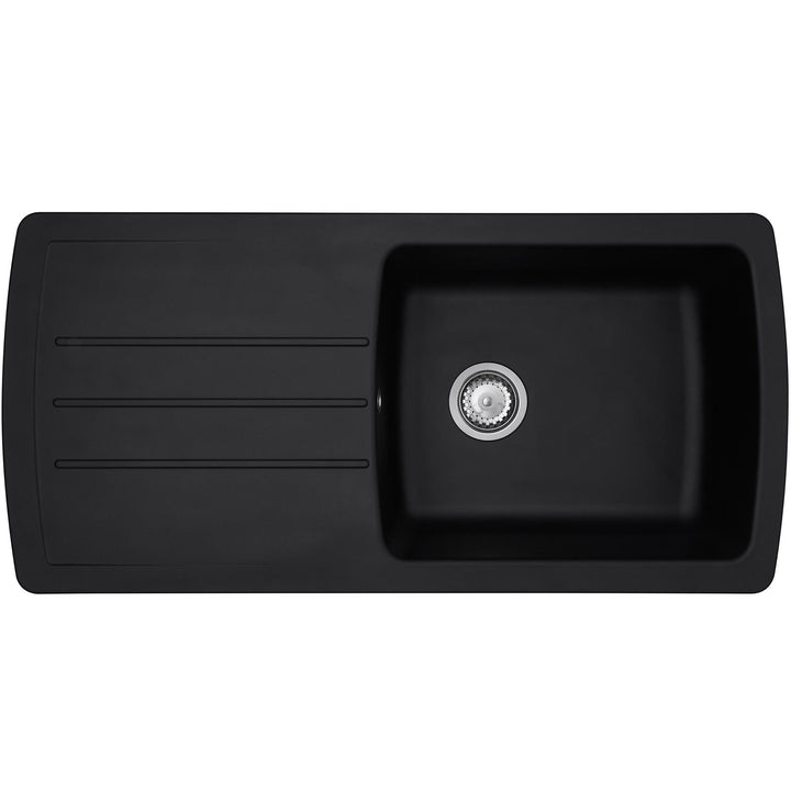Liquida ZEN100BL 1.0 Bowl Composite Reversible Black Kitchen Sink And Waste Kit