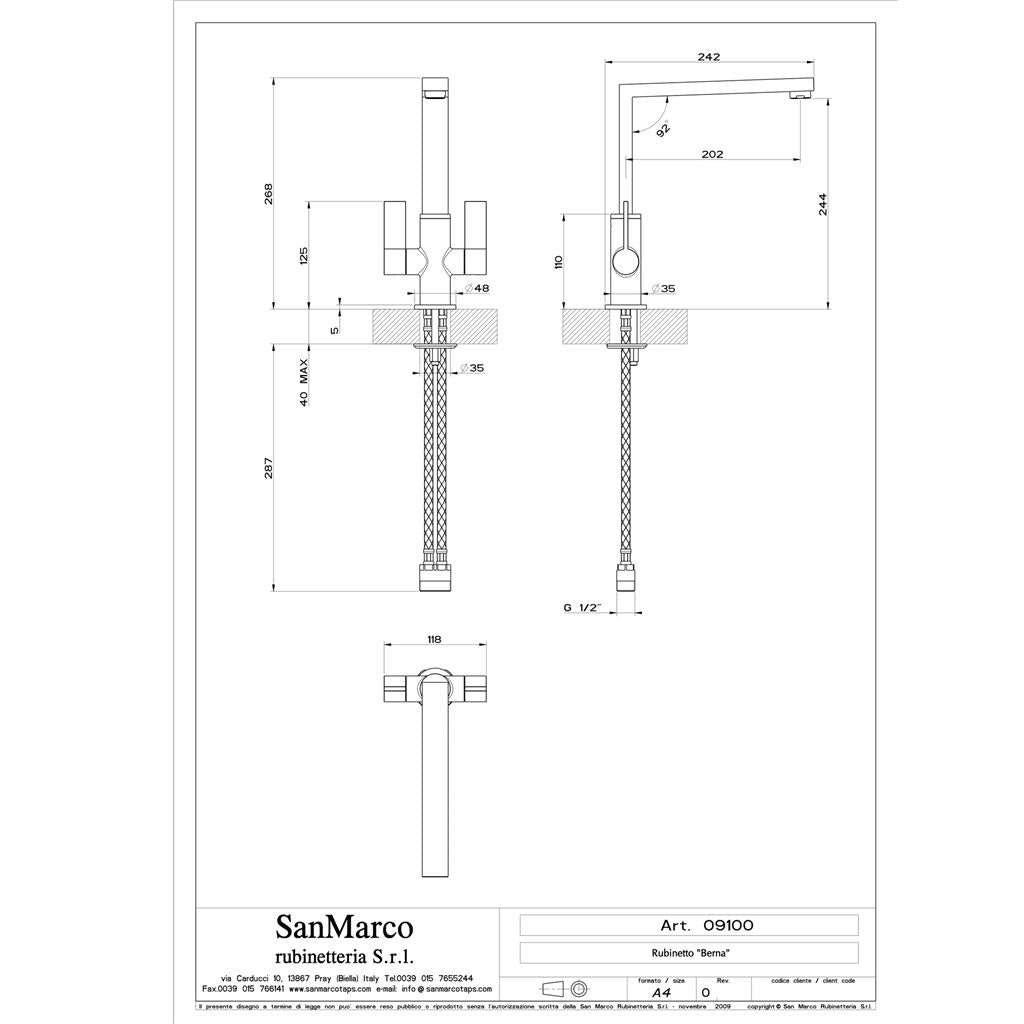 Franke Bern Square Style Twin Lever Swivel Spout Mono Mixer Chrome Kitchen Tap