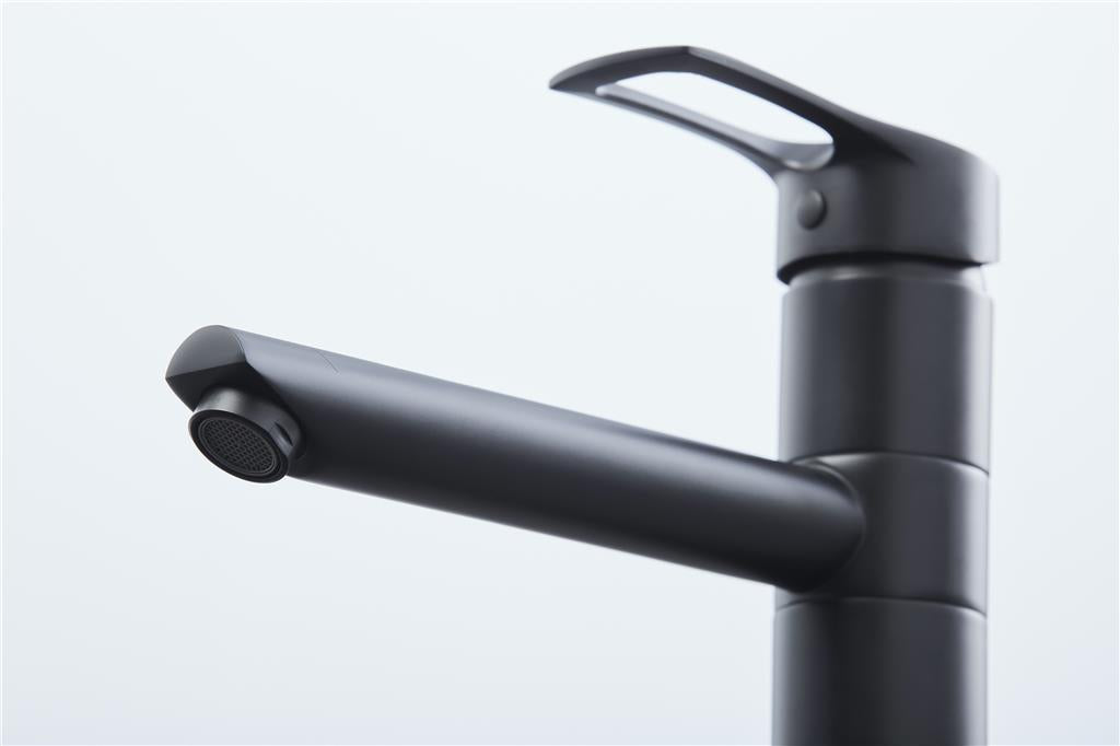 Liquida W16BL Single Lever 360 Degree Swivel Spout Black Kitchen Tap