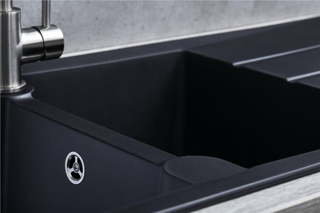 Liquida LP20BL 2.0 Bowl Composite Reversible Inset Black Kitchen Sink With Waste