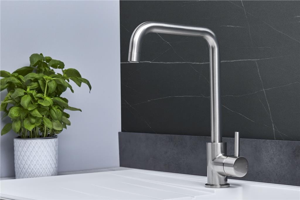 Liquida W10BN D-Shape Monobloc Single Lever Brushed Nickel Kitchen Mixer Tap