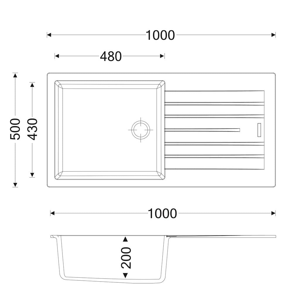 Liquida LG100BL 1.0 Bowl Granite Reversible Inset Black Kitchen Sink With Waste