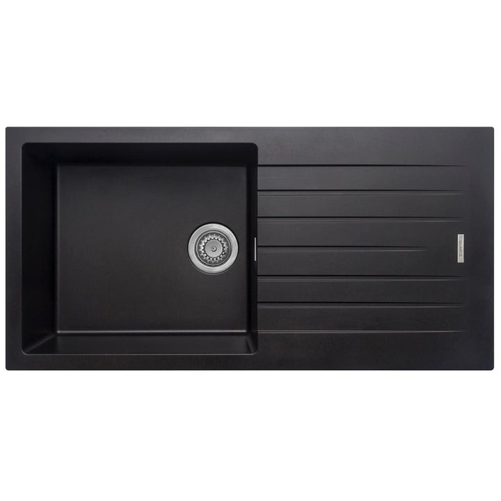 Liquida LG100BL 1.0 Bowl Granite Reversible Inset Black Kitchen Sink With Waste