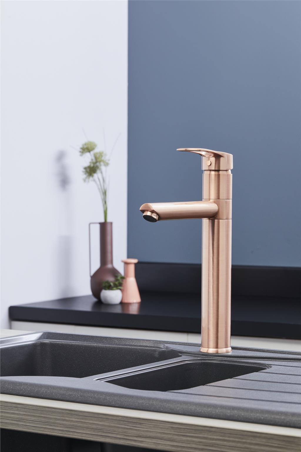Liquida W16CP Single Lever 360 Degree Swivel Spout Copper Kitchen Tap