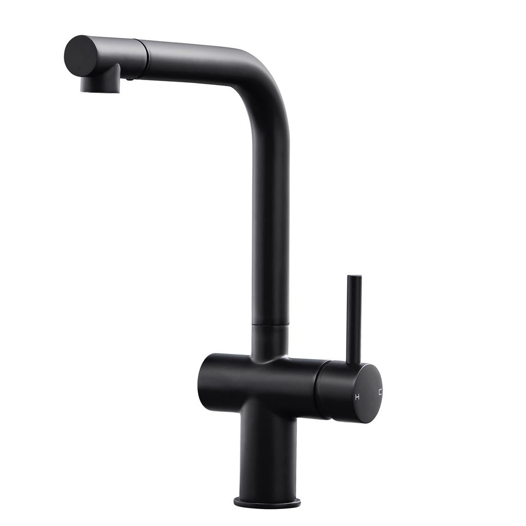 Liquida W15BL Single Lever Swivel Spout Pull Out Spray Black Kitchen Mixer Tap