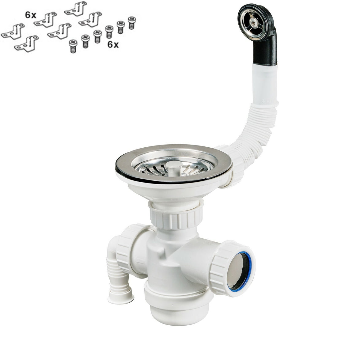 Liquida AR10WH 1.0 Bowl Composite Reversible Inset White Kitchen Sink With Waste