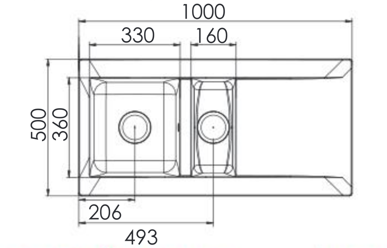 Liquida EW15GR 1.5 Bowl Composite Reversible Inset Grey Kitchen Sink 1000x500mm