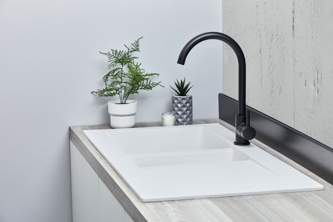 Liquida EW15WH 1.5 Bowl Composite Reversible Inset White Kitchen Sink - GRADED