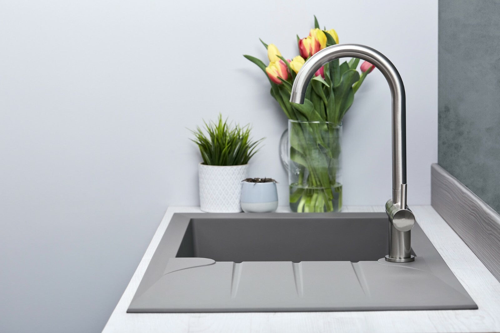 Liquida LP10GR 1 Bowl Composite Reversible Inset Grey Kitchen Sink - GRADED
