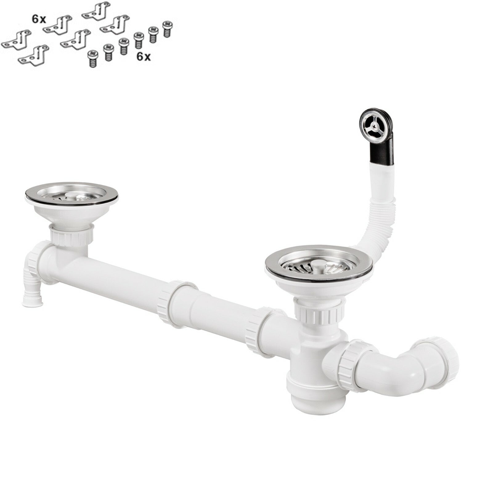 Liquida LP20BL 2.0 Bowl Composite Reversible Inset Black Kitchen Sink With Waste