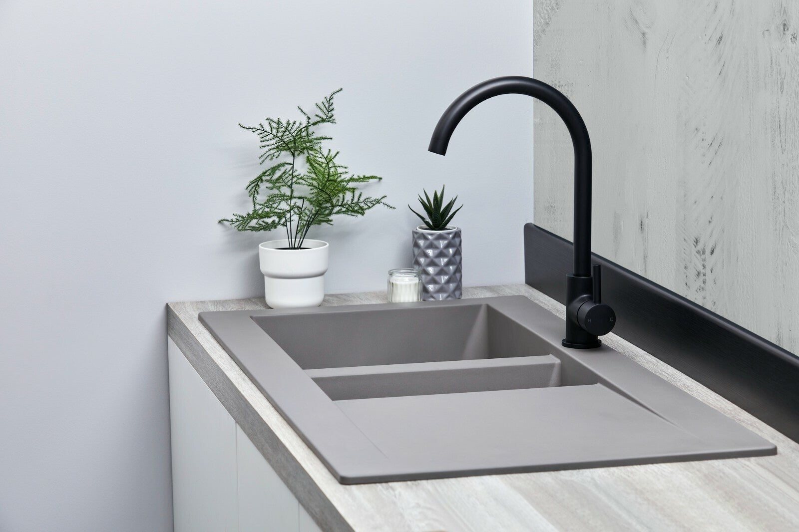 Liquida EW15GR 1.5 Bowl Composite Reversible Inset Grey Kitchen Sink 1000x500mm