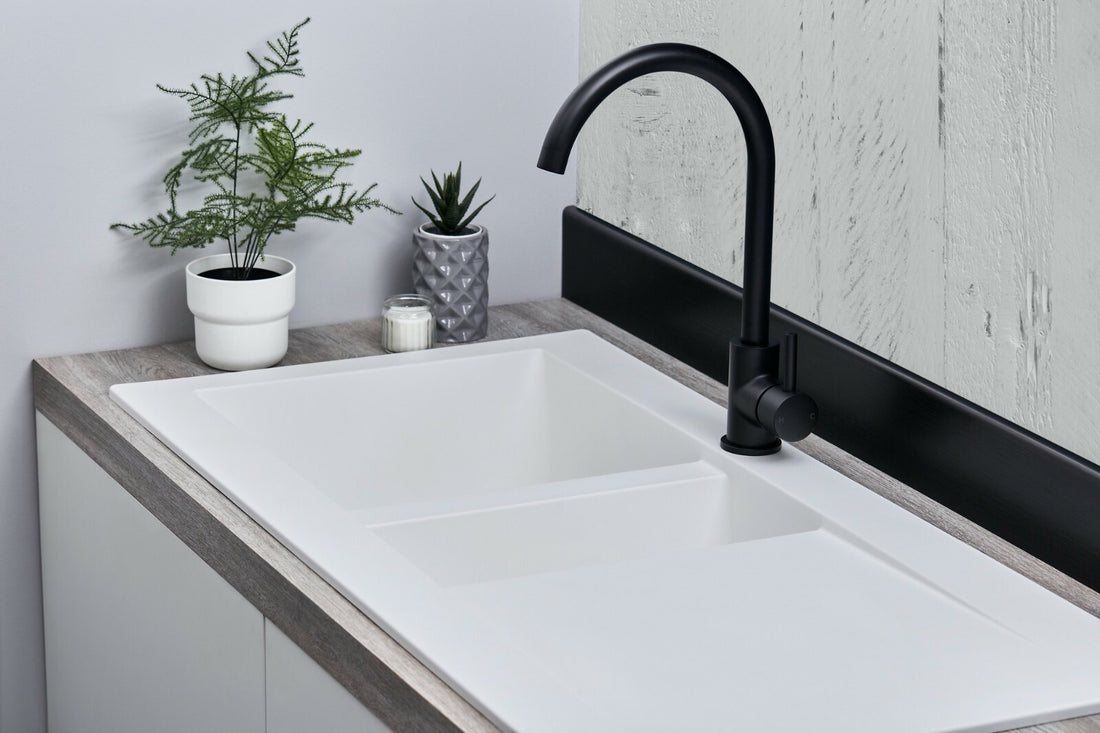 Liquida EW15WH 1.5 Bowl Composite Reversible Inset White Kitchen Sink - GRADED