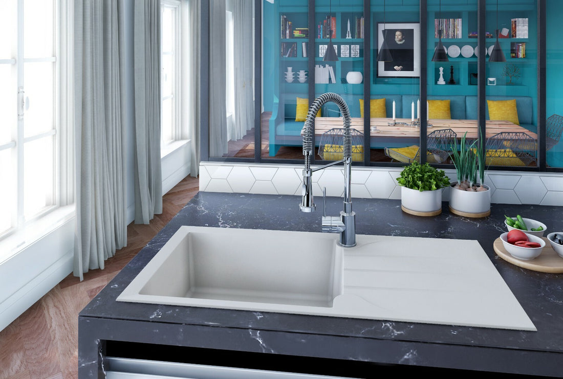 Liquida LP10WH 1.0 Bowl Composite Reversible Inset White Kitchen - GRADED