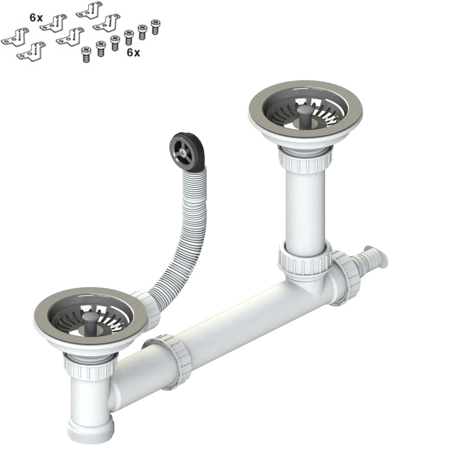 Liquida EW15WH 1.5 Bowl Composite Reversible Inset White Kitchen Sink With Waste