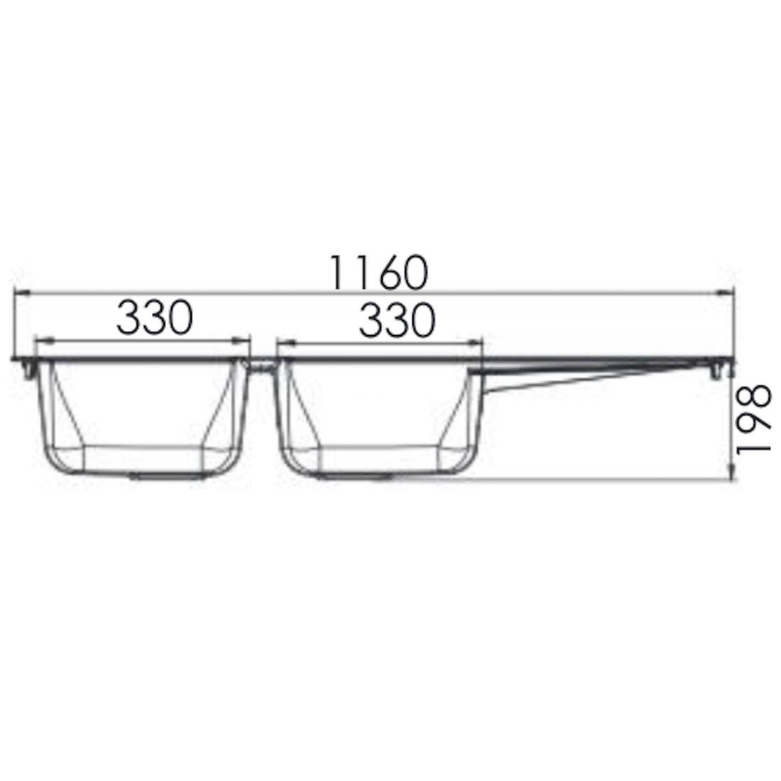 Liquida AR20BL 2.0 Bowl Composite Reversible Inset Black Kitchen Sink - GRADED