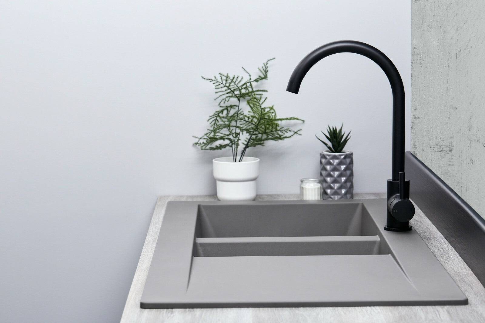Liquida EW15GR 1.5 Bowl Composite Reversible Inset Grey Kitchen Sink 1000x500mm