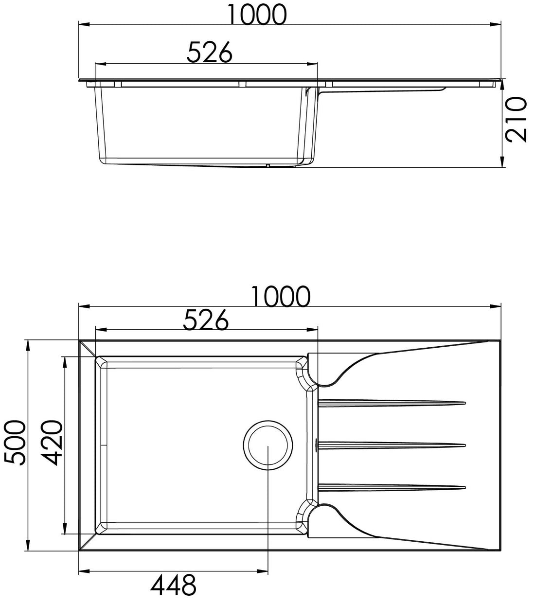 Liquida LP10GR 1.0 Bowl Composite Reversible Inset Grey Kitchen Sink With Waste