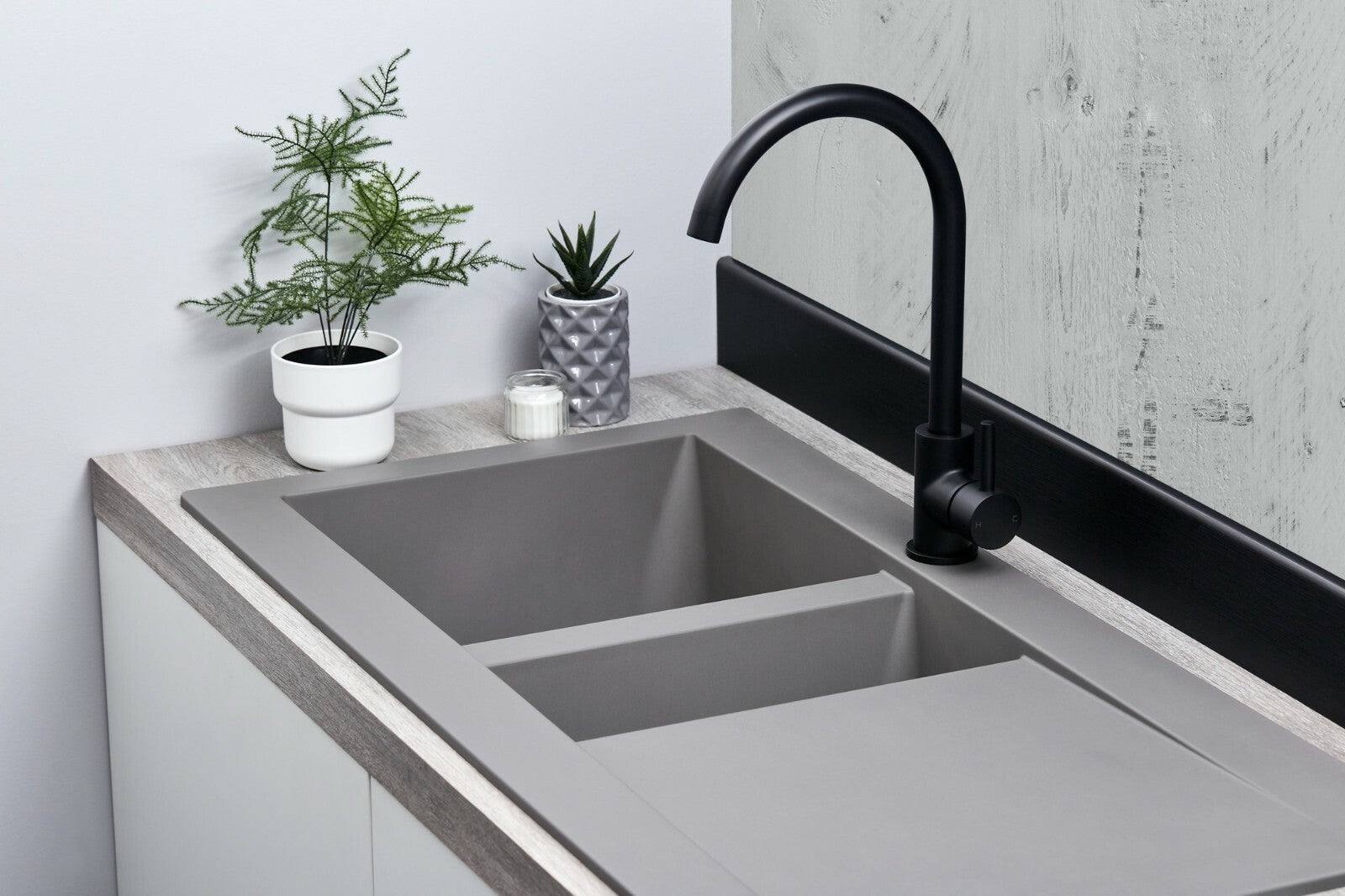 Liquida EW15GR 1.5 Bowl Composite Reversible Inset Grey Kitchen Sink 1000x500mm