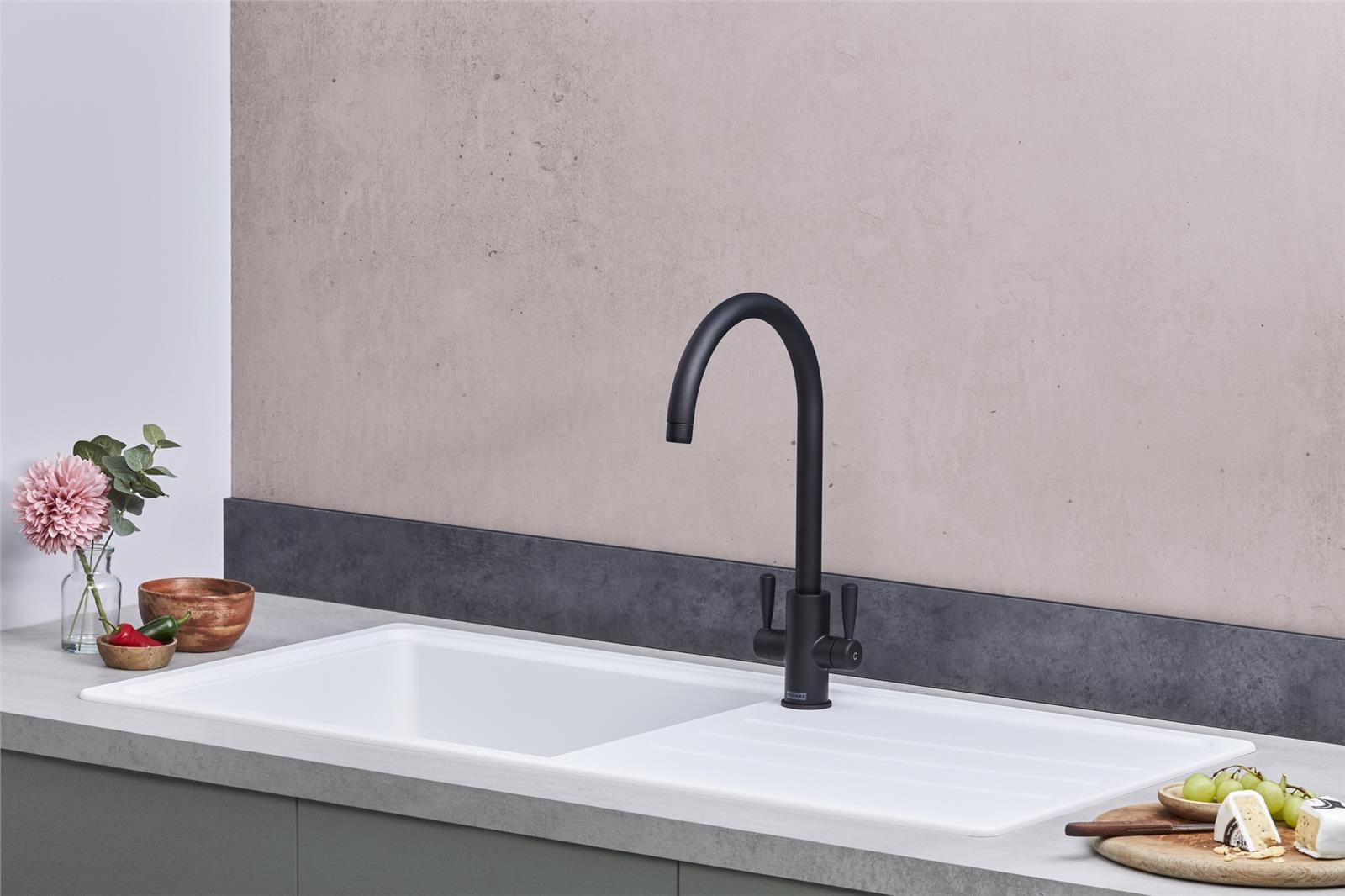 Franke Junos JSD611-97PW 1.0 Bowl Tectonite Reversible Inset White Kitchen Sink