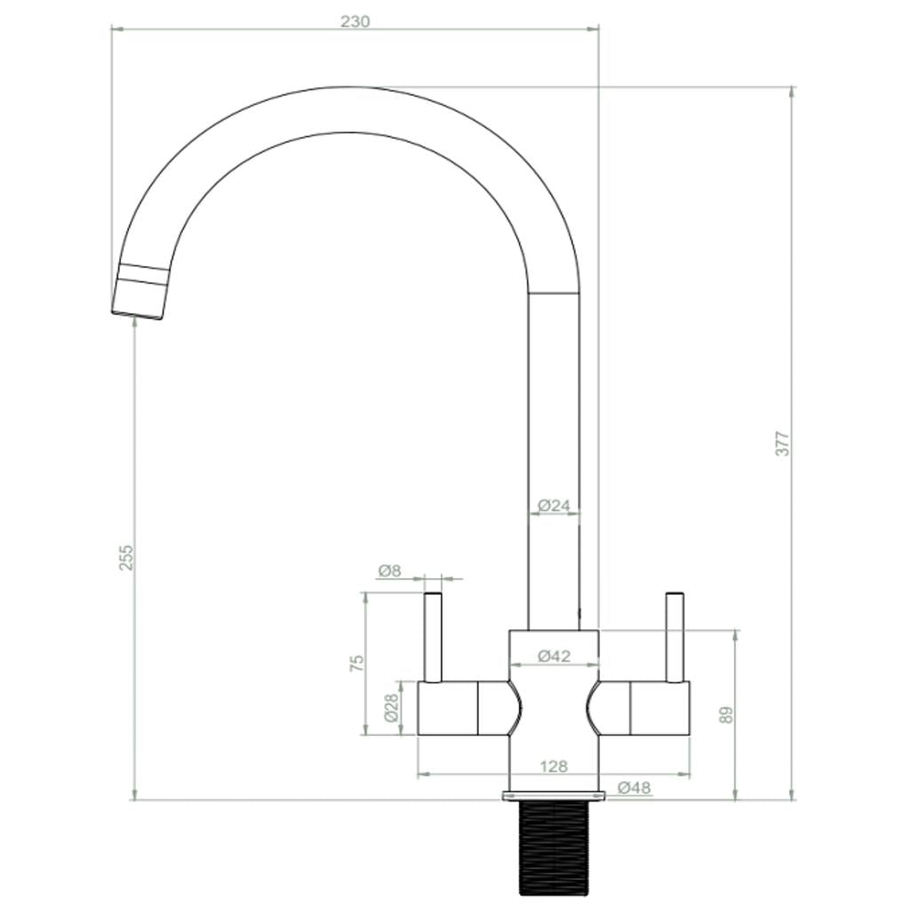 Liquida AD397CH Chrome Swan Neck Twin Lever Kitchen Mixer Tap - GRADED