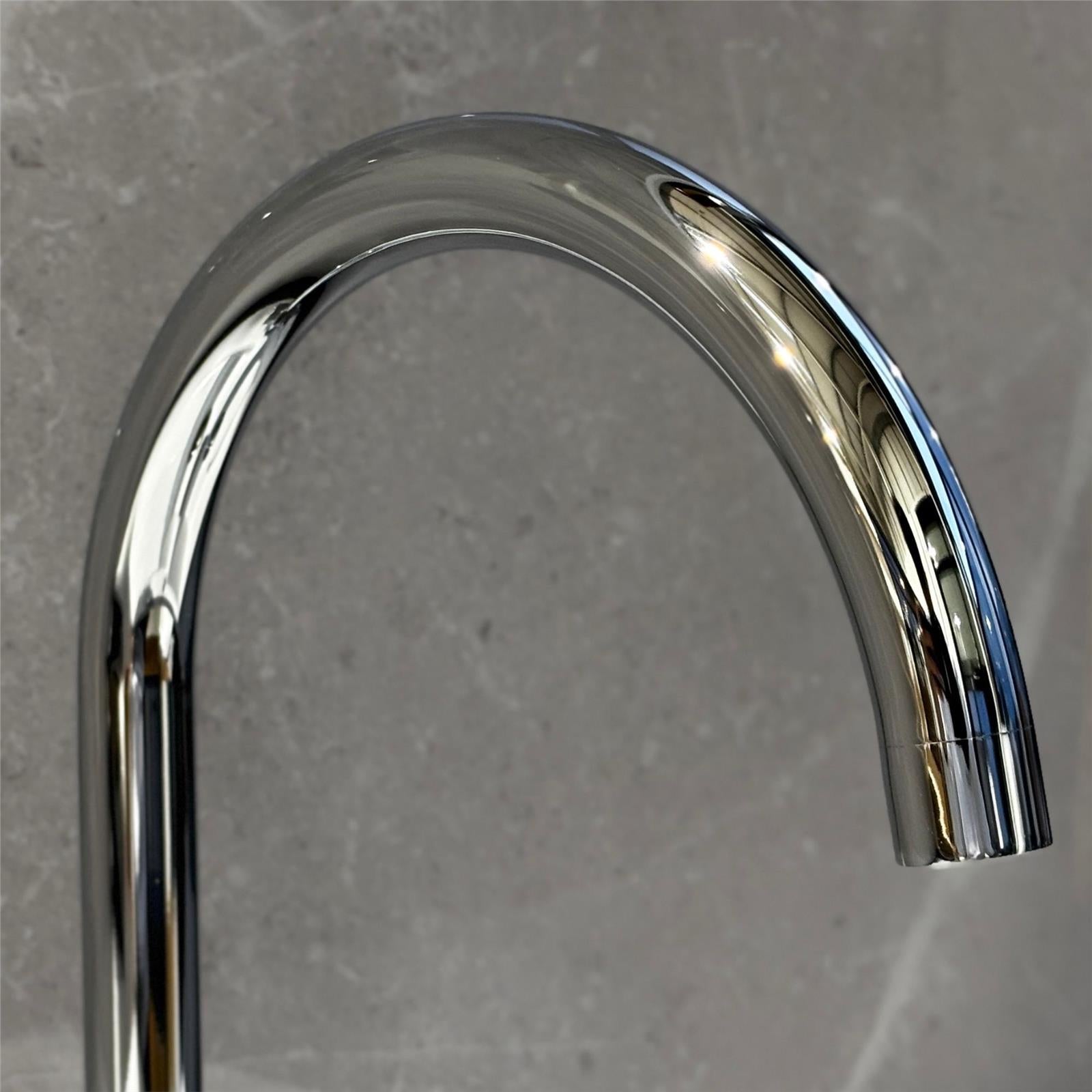 Liquida AD397CH Chrome Swan Neck Twin Lever Kitchen Mixer Tap - GRADED