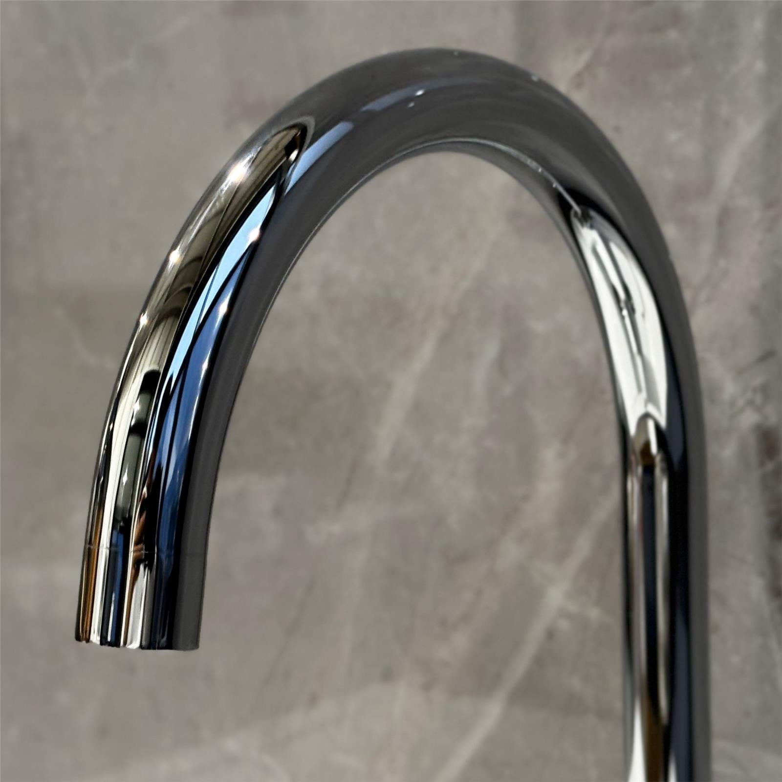 Liquida AD397CH Chrome Swan Neck Twin Lever Kitchen Mixer Tap - GRADED