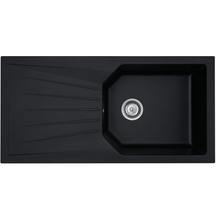 Liquida AGV100BL 1.0 Bowl Black Kitchen Sink With CT453MB Pull Out Tap