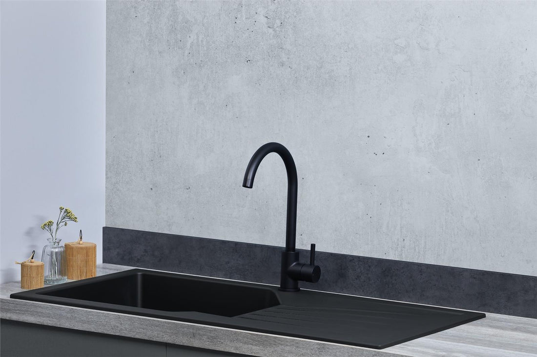 Liquida AGV100BL 1.0 Bowl Composite Reversible Black Kitchen Sink - GRADED