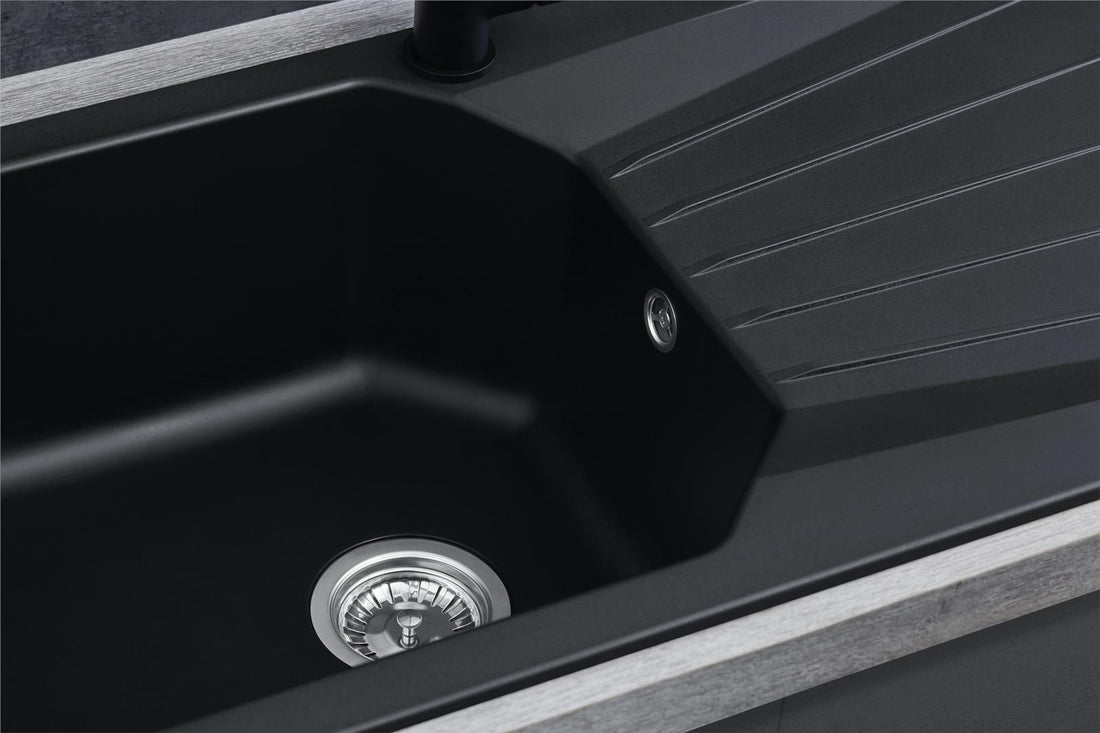 Liquida AGV100BL 1.0 Bowl Composite Reversible Black Kitchen Sink - GRADED