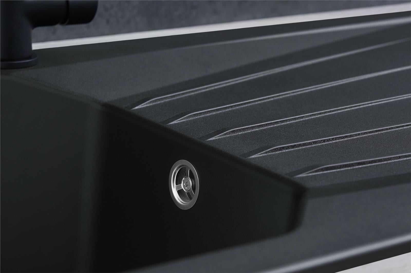 Liquida AGV100BL 1.0 Bowl Composite Reversible Black Kitchen Sink & Waste Kit