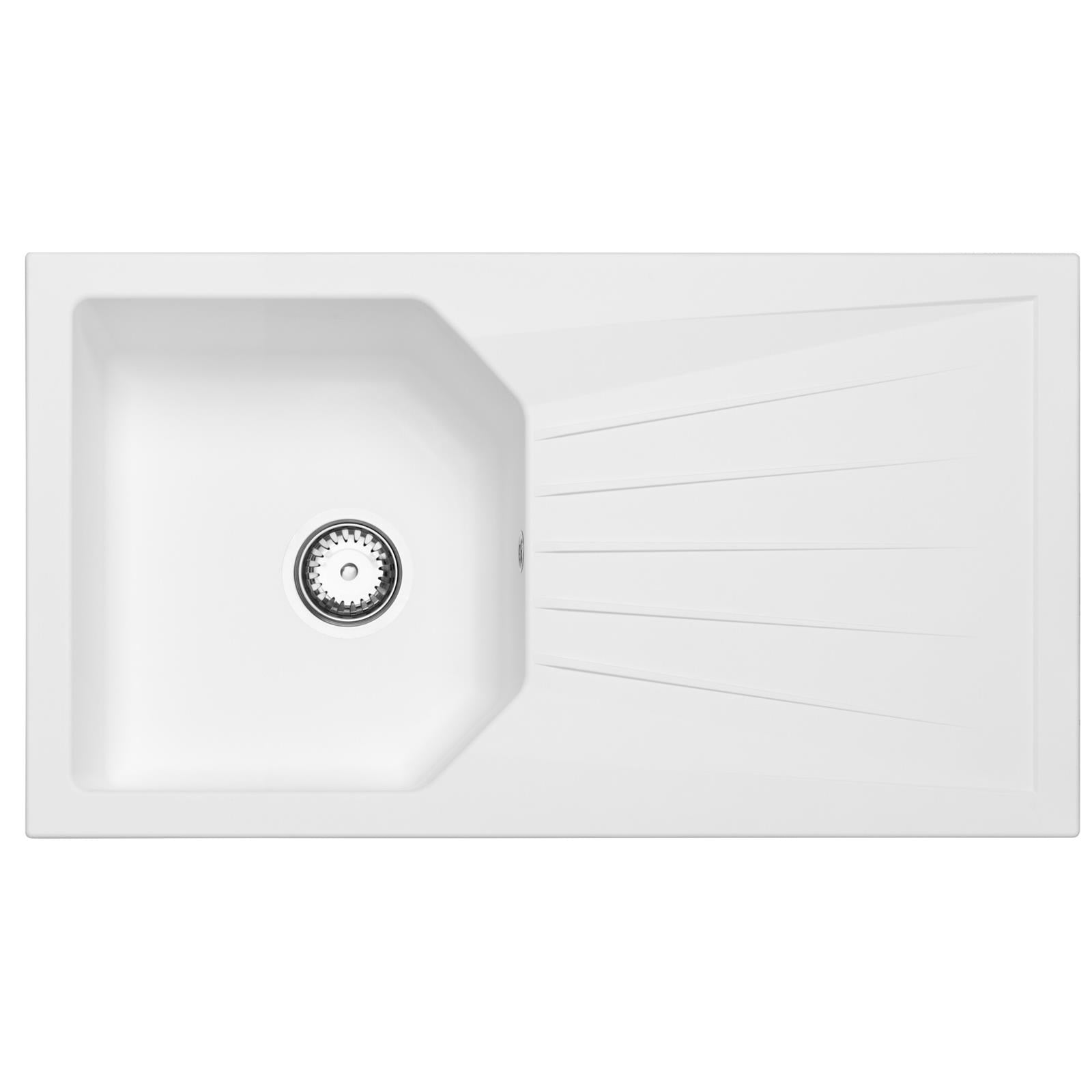 Liquida AGV780WH 1.0 Bowl Composite Reversible White Kitchen Sink And Waste Kit
