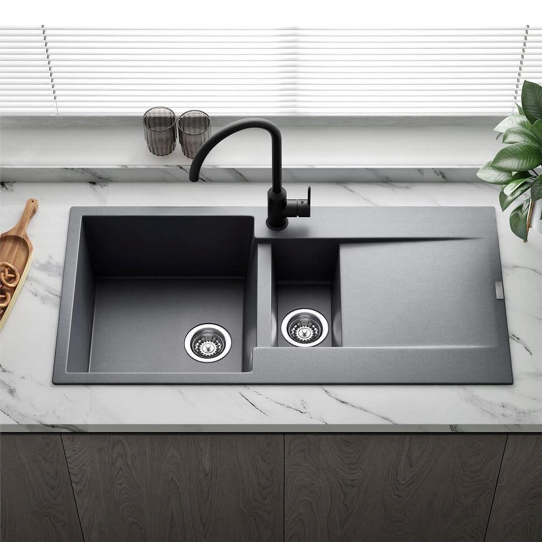 Reginox Amsterdam 15GS 1.5 Bowl Granite Reversible Inset Grey Kitchen Sink