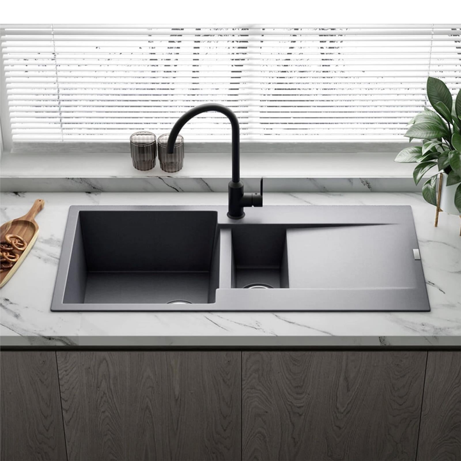 Reginox Amsterdam 15GS 1.5 Bowl Granite Reversible Inset Grey Kitchen Sink