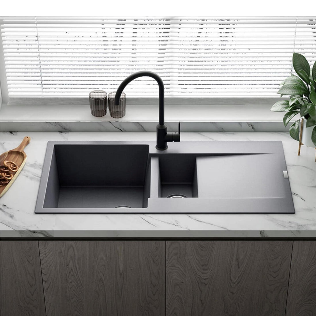Reginox Amsterdam 15GS 1.5 Bowl Granite Reversible Inset Grey Kitchen Sink