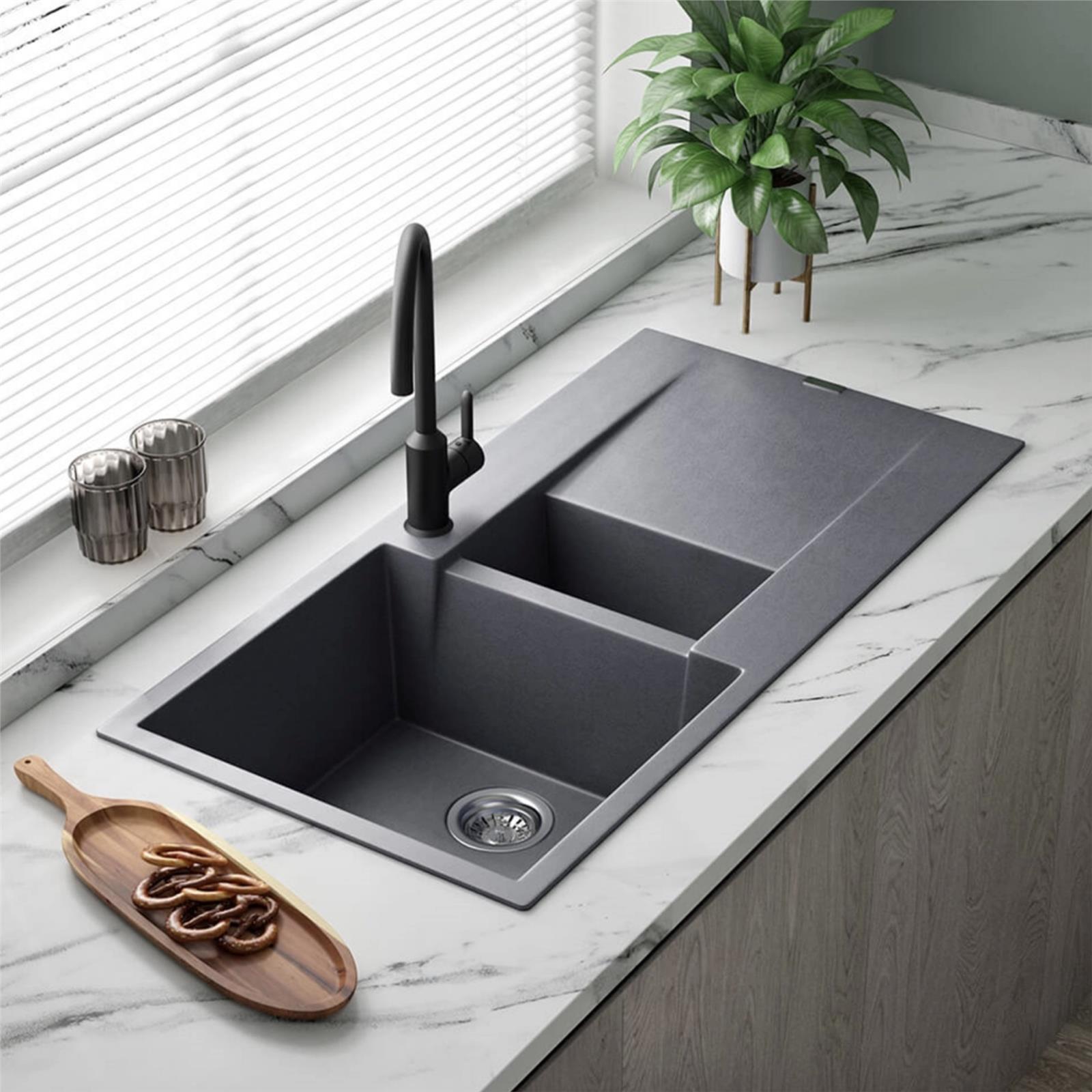 Reginox Amsterdam 15GS 1.5 Bowl Granite Reversible Inset Grey Kitchen Sink