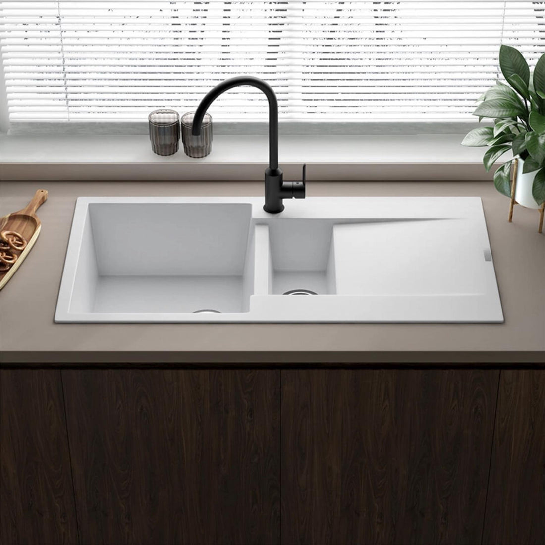 Reginox Amsterdam 15PW 1.5 Bowl Granite Reversible Inset White Kitchen Sink