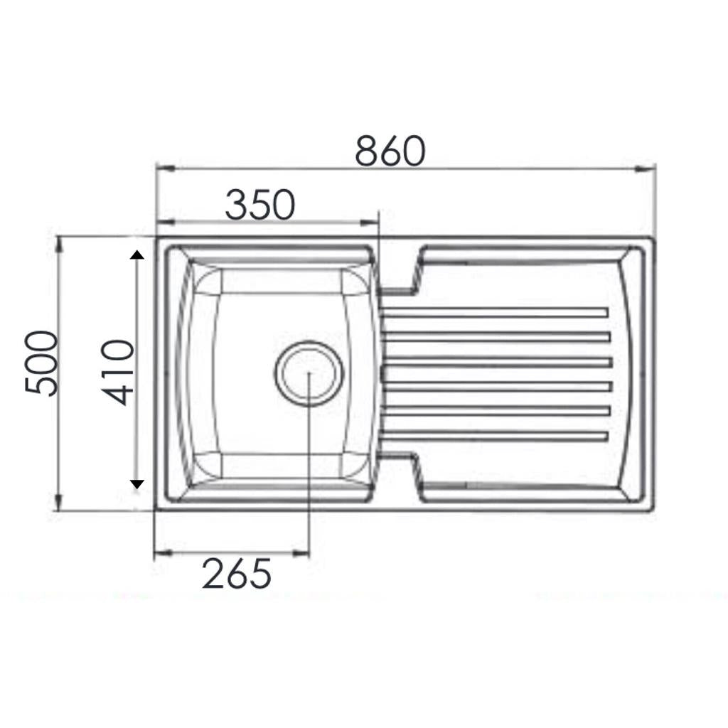 Liquida AR10GR 1 Bowl Composite Reversible Inset Grey Kitchen Sink - GRADED