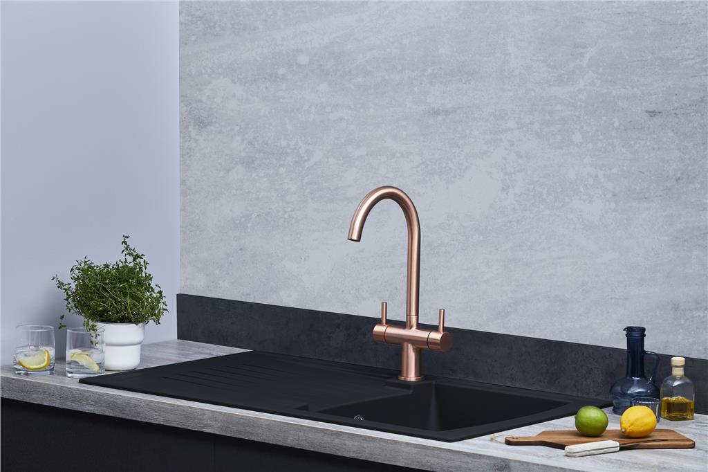 Liquida AR10BL 1.0 Bowl Reversible Black Kitchen Sink With Black Pull Out Tap