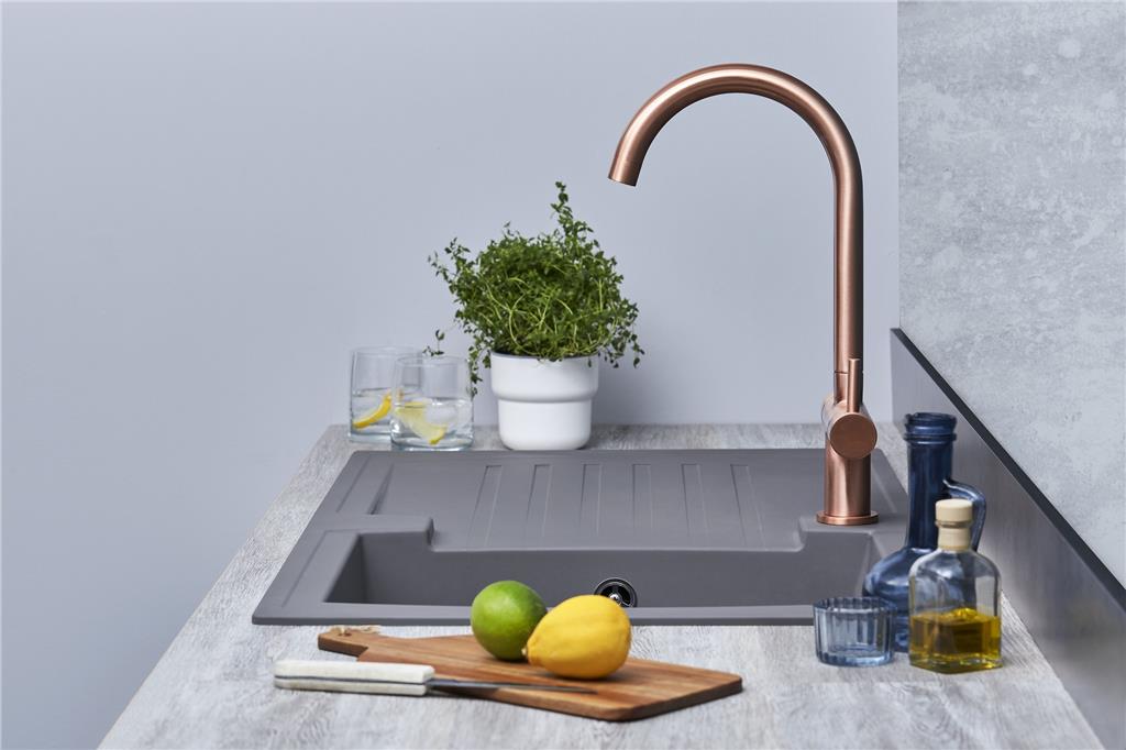 Liquida AR10GR 1 Bowl Composite Reversible Inset Grey Kitchen Sink - GRADED