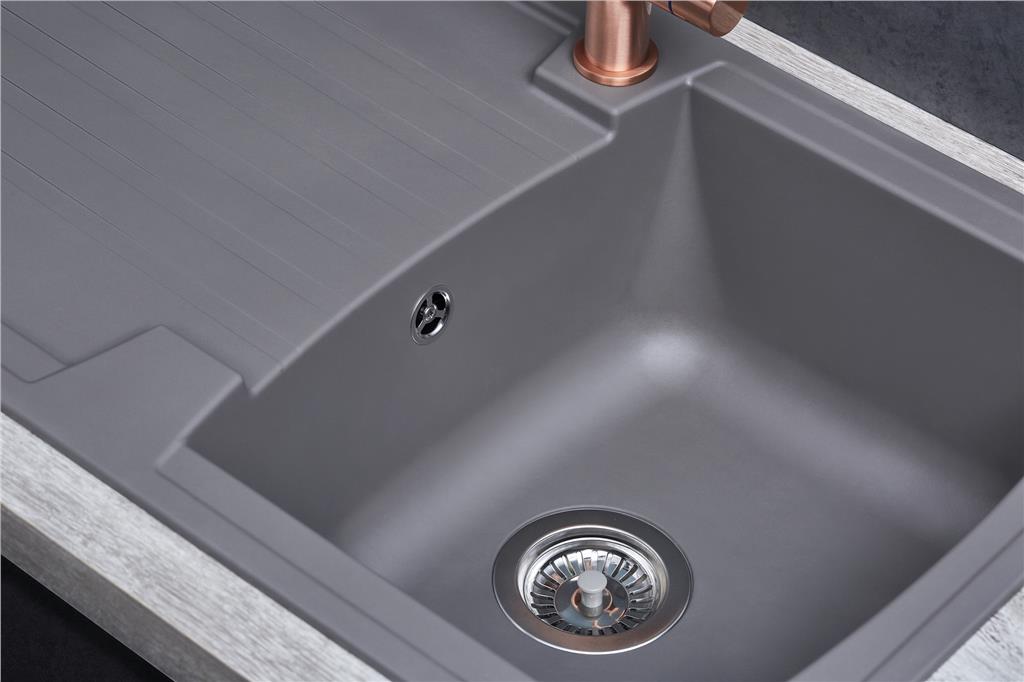 Liquida AR10GR 1 Bowl Composite Reversible Inset Grey Kitchen Sink - GRADED